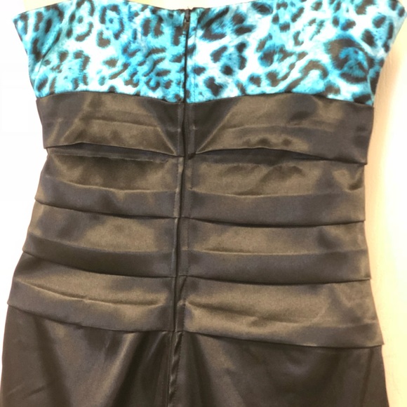 Euc B Darlin blk/blu cheetah print dress sz 3/4 - Picture 4 of 7